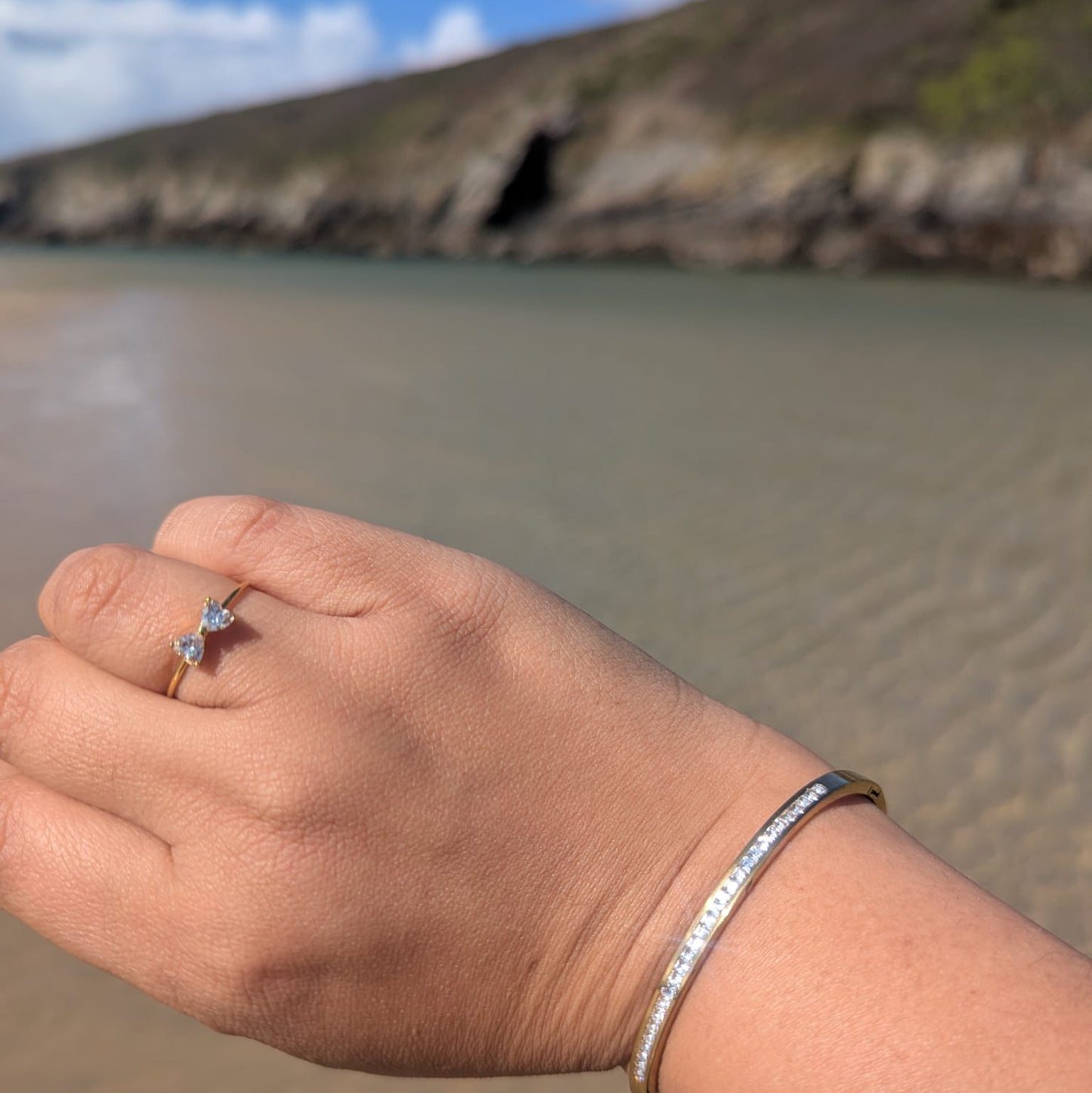 Crystal Bow Adjustable Ring
