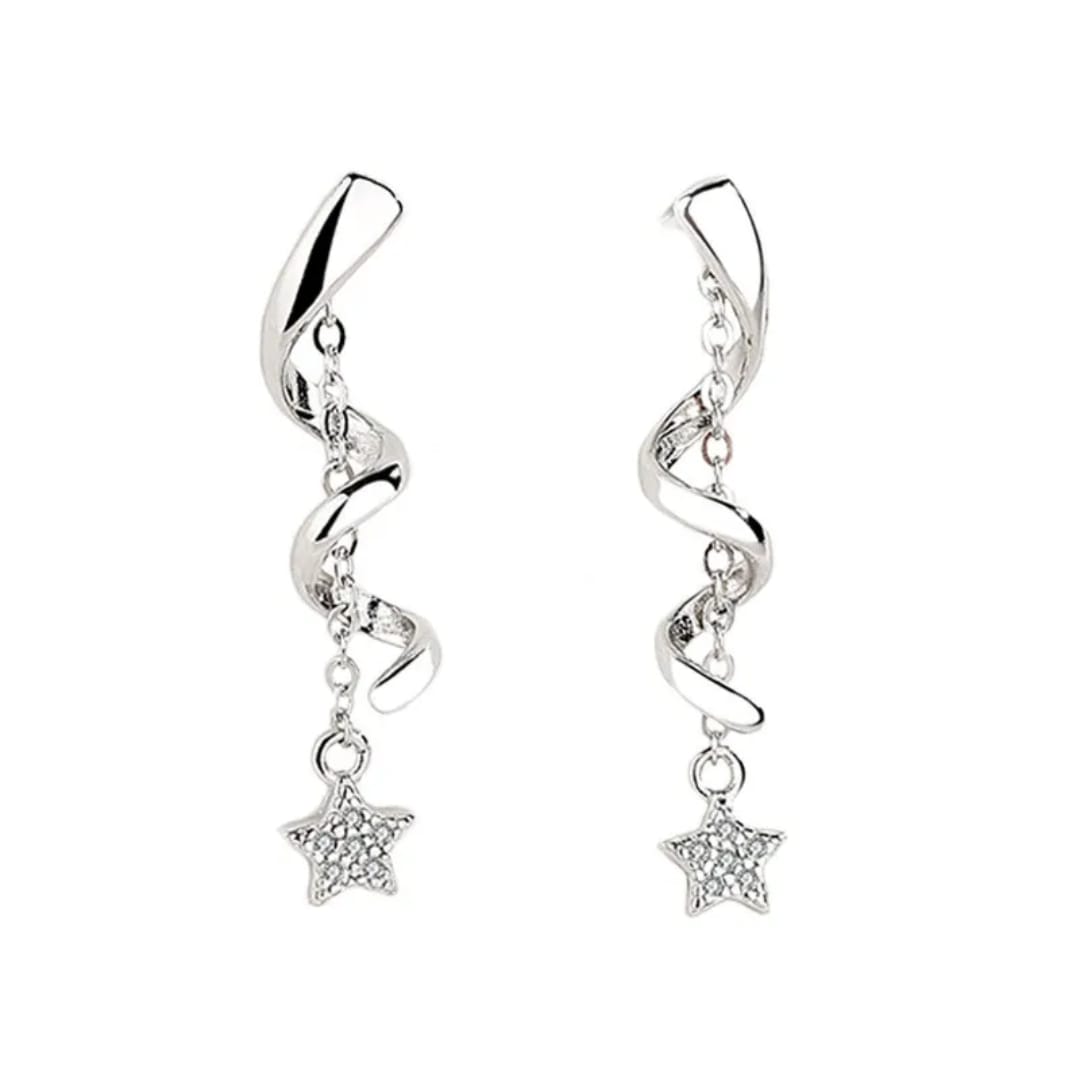 Dangling Spiral Star Earrings