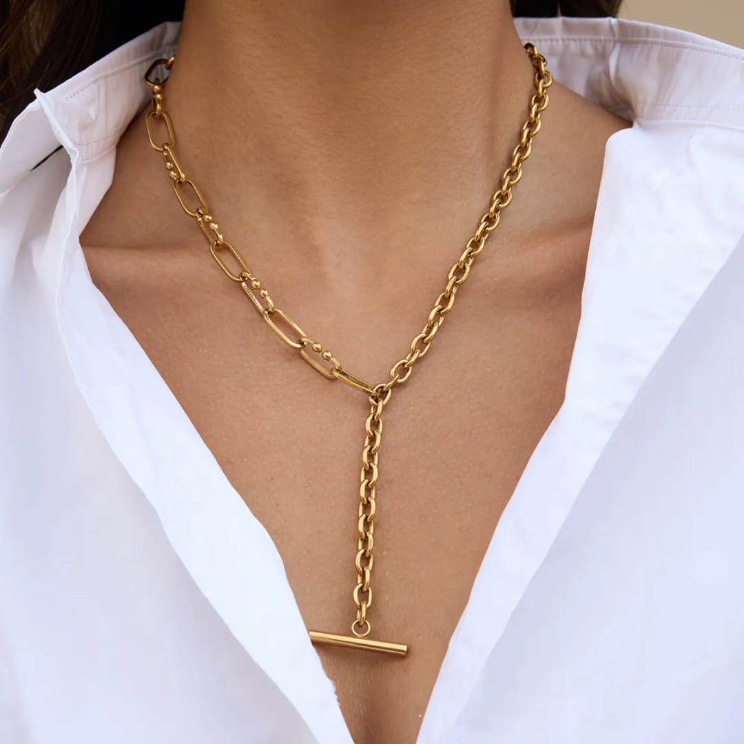 Mixed Chain T Bar Necklace