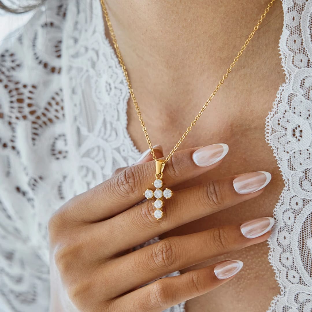 Jesus Zirconia Cross Necklace