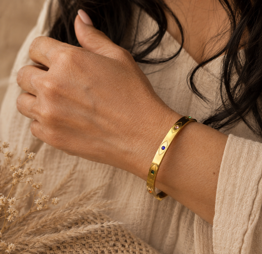Evil Eye Gemstone Bangle