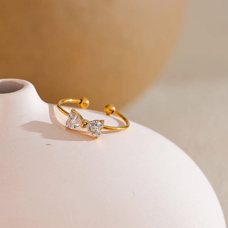 Crystal Bow Adjustable Ring