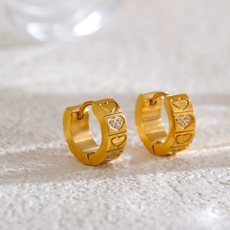 Crystal Heart Huggies