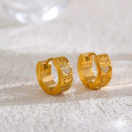 Crystal Heart Huggies