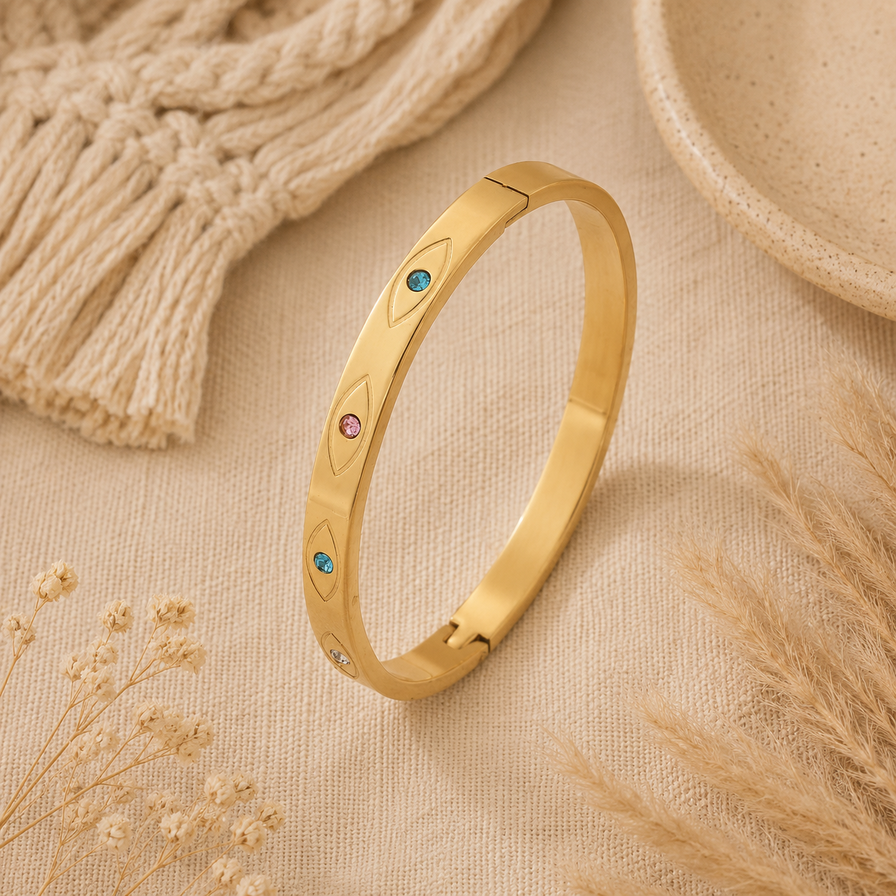 Evil Eye Gemstone Bangle