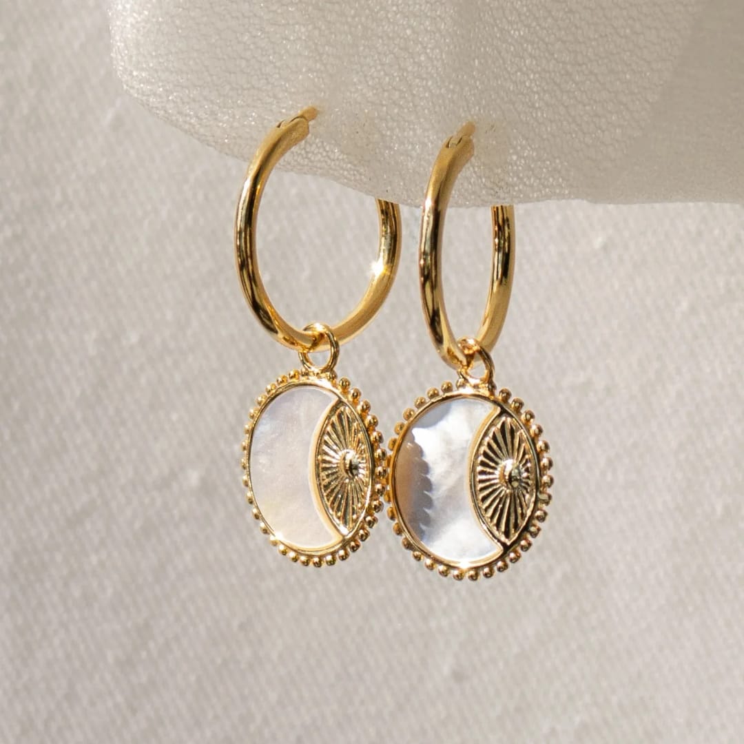 Enamel Moon Earrings