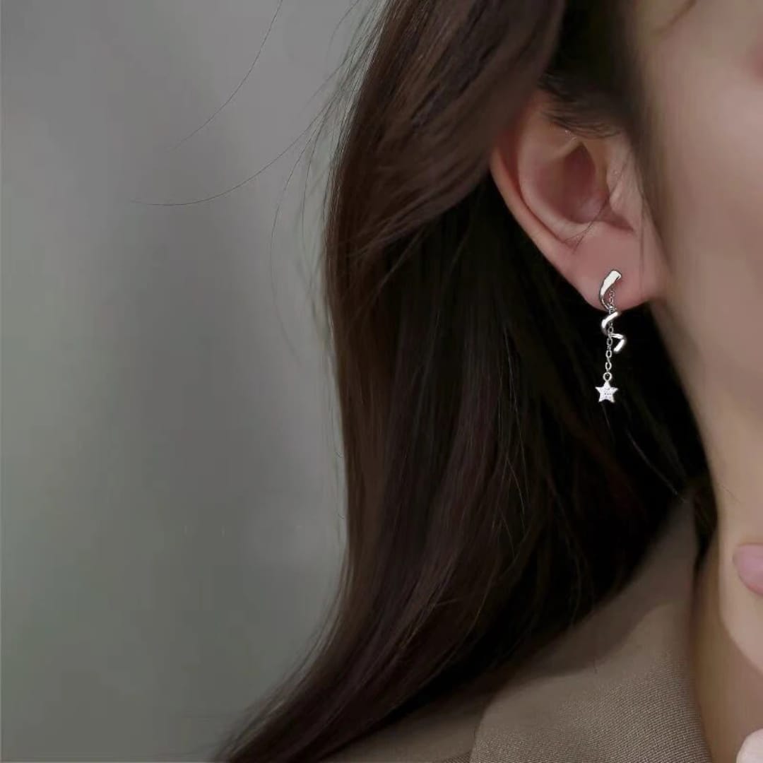 Dangling Spiral Star Earrings