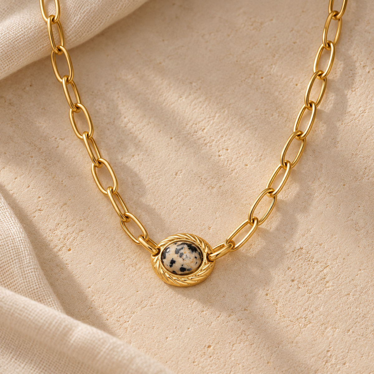 Paperclip Stone Necklace
