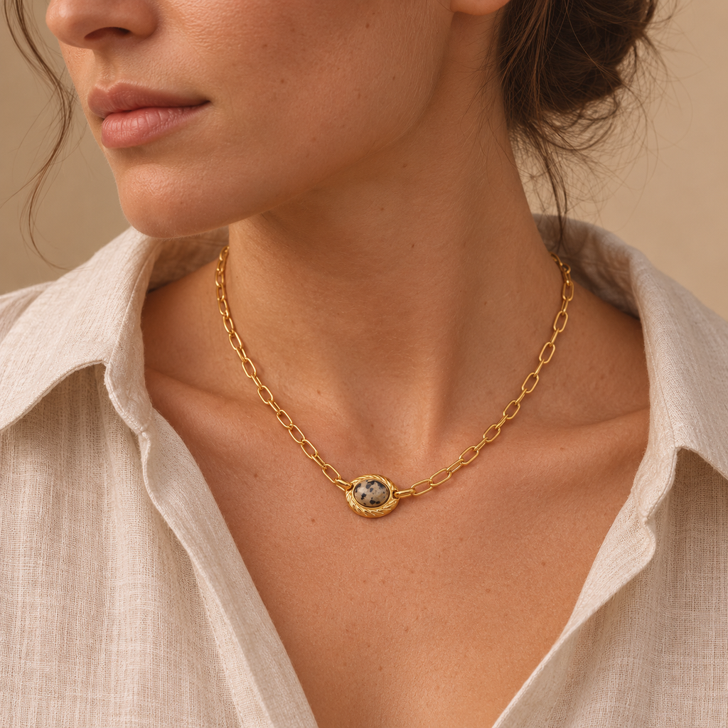 Paperclip Stone Necklace