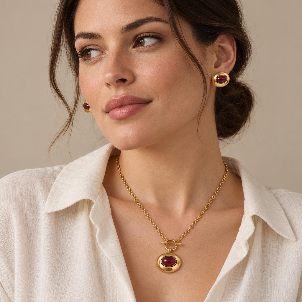 Brownstone Necklace & Earrings Set