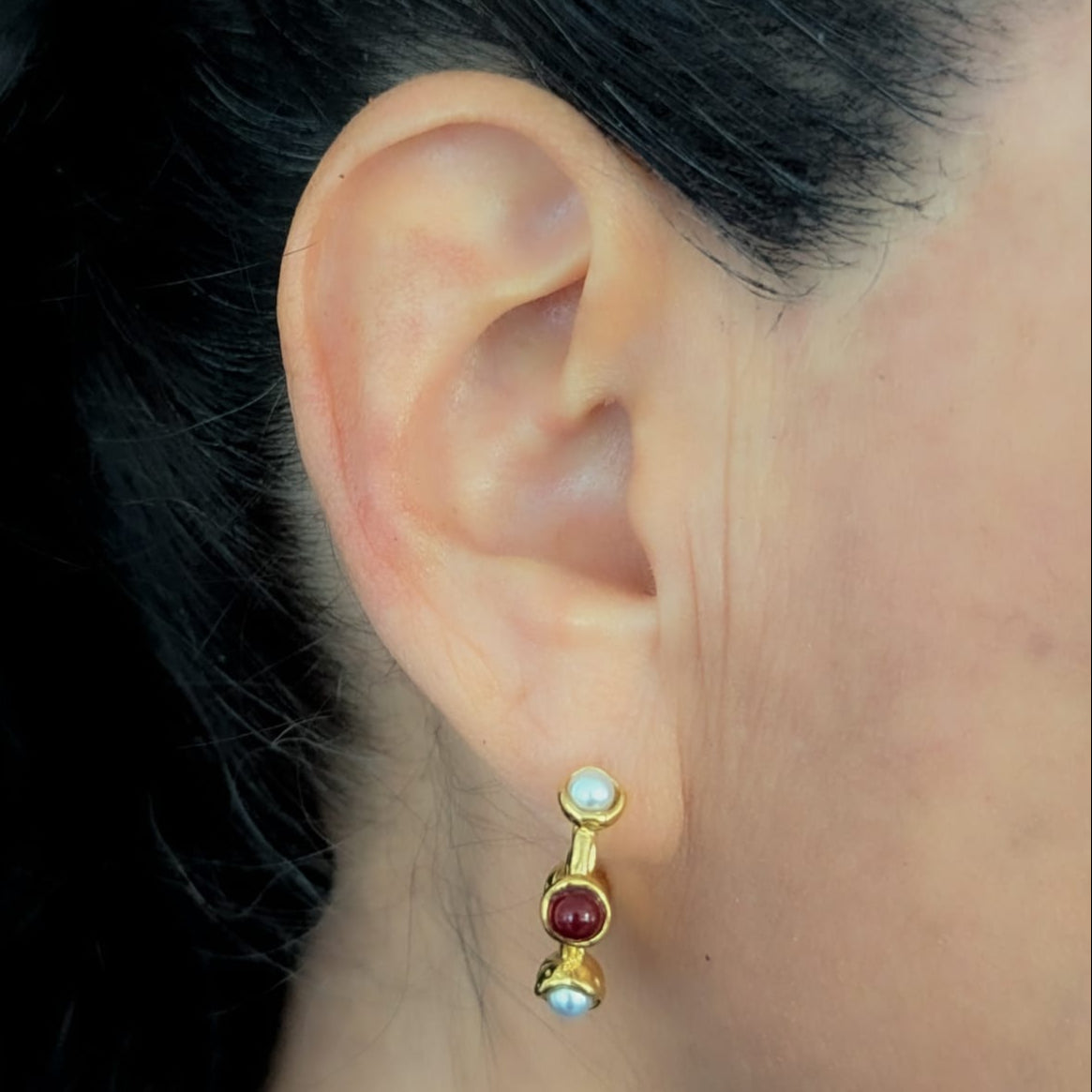 Five Stone Hoop Earrings