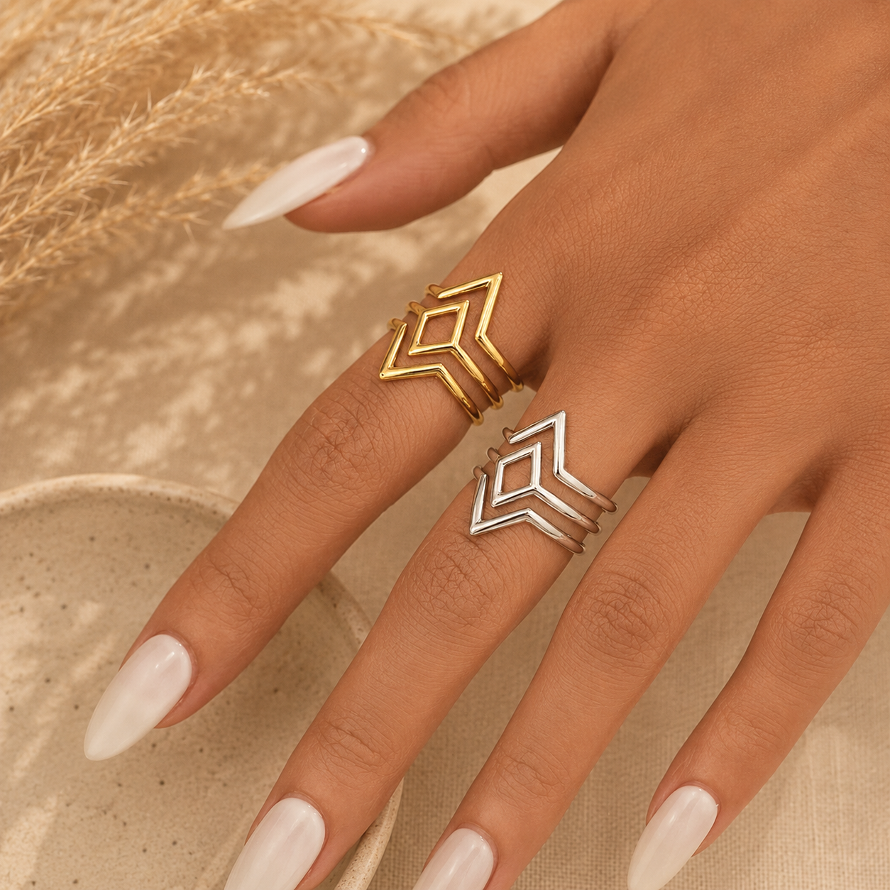Geometric Triangles Adjustable Ring
