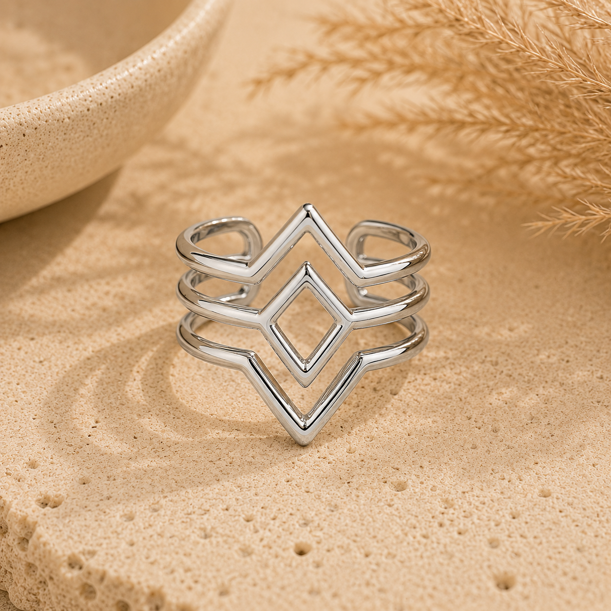 Geometric Triangles Adjustable Ring