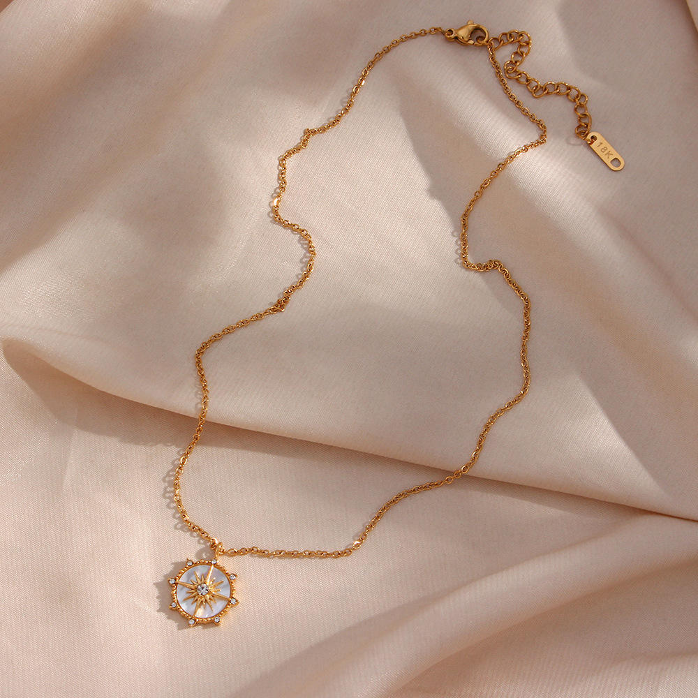 White Compass Necklace