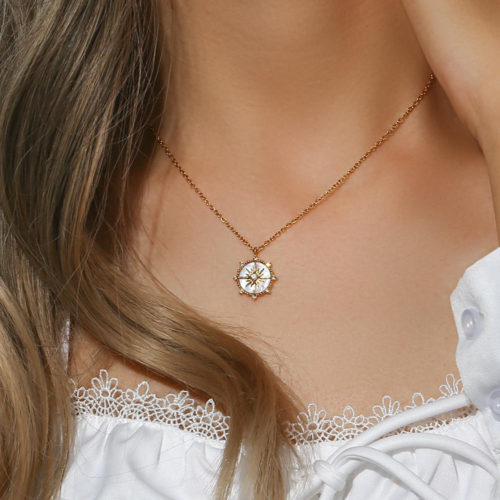 White Compass Necklace