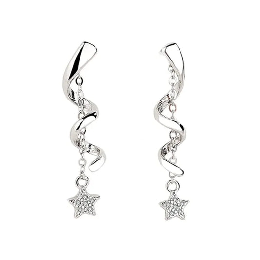 Dangling Spiral Star Earrings