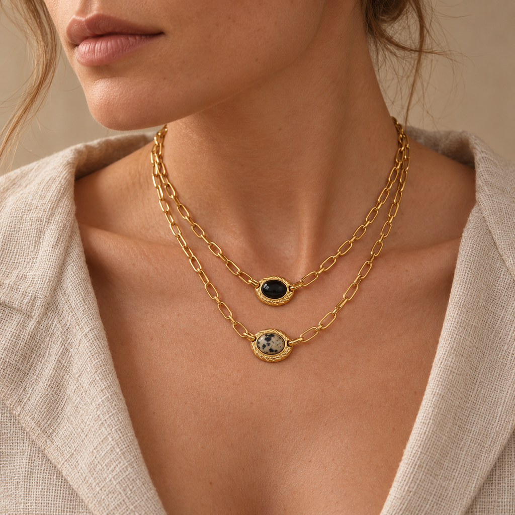 Paperclip Stone Necklace