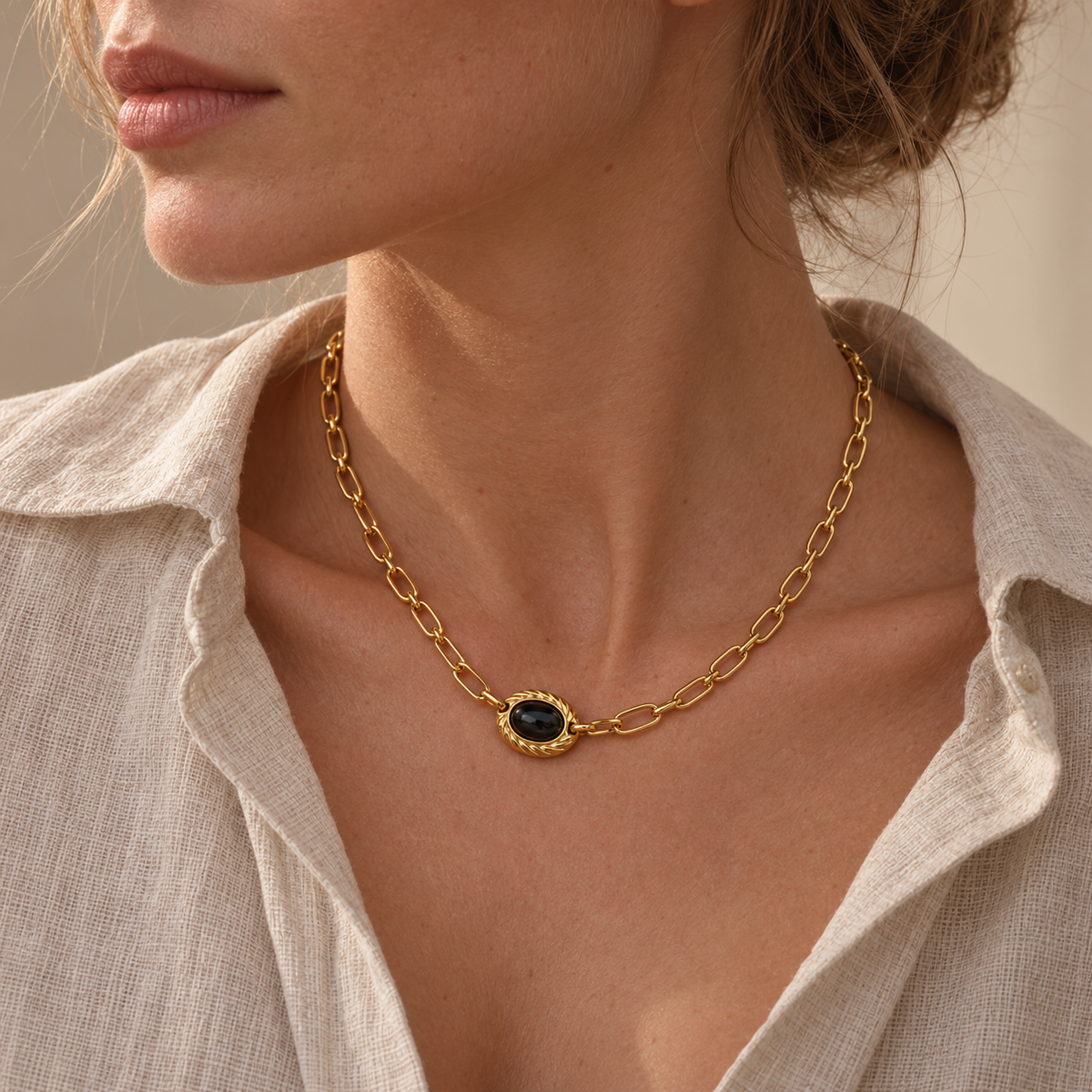 Paperclip Stone Necklace