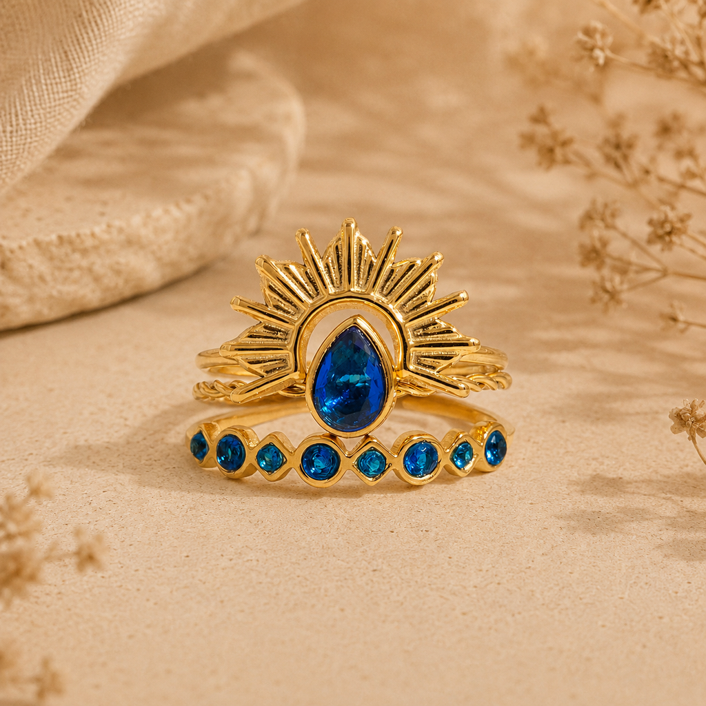 Peacock Trio Ring Stack