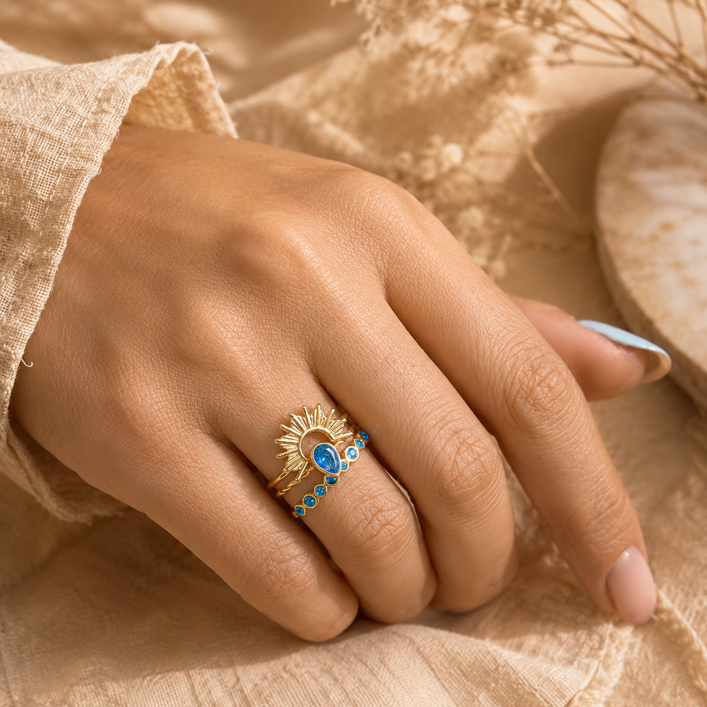 Peacock Trio Ring Stack
