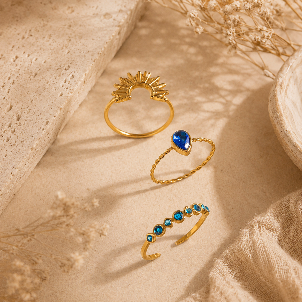 Peacock Trio Ring Stack