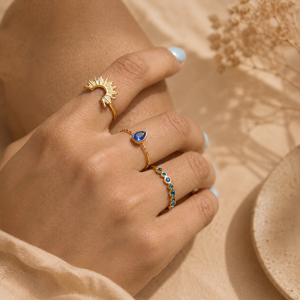 Peacock Trio Ring Stack