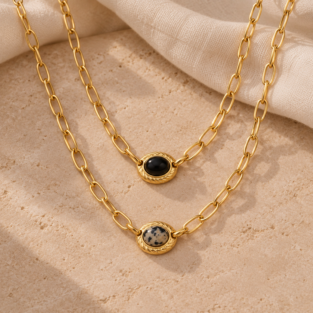 Paperclip Stone Necklace