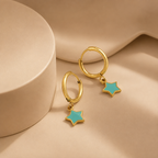 Blue Star Charm Earrings