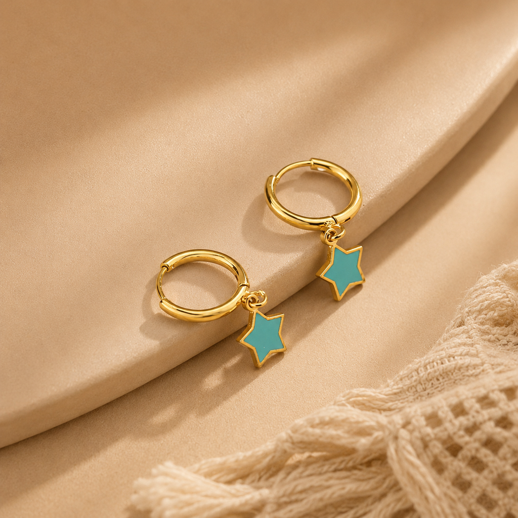 Blue Star Charm Earrings
