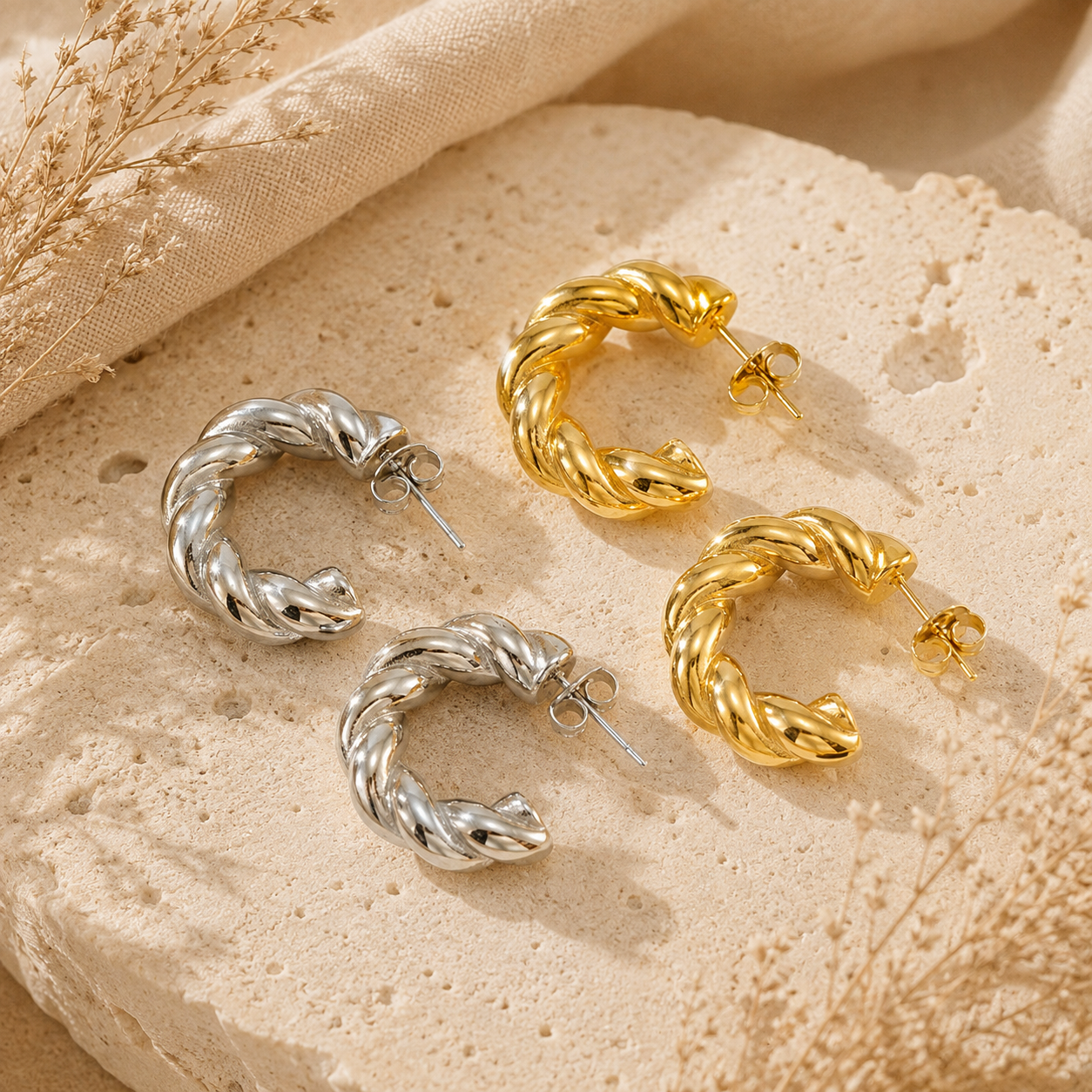 Chunky Twisted Hoops