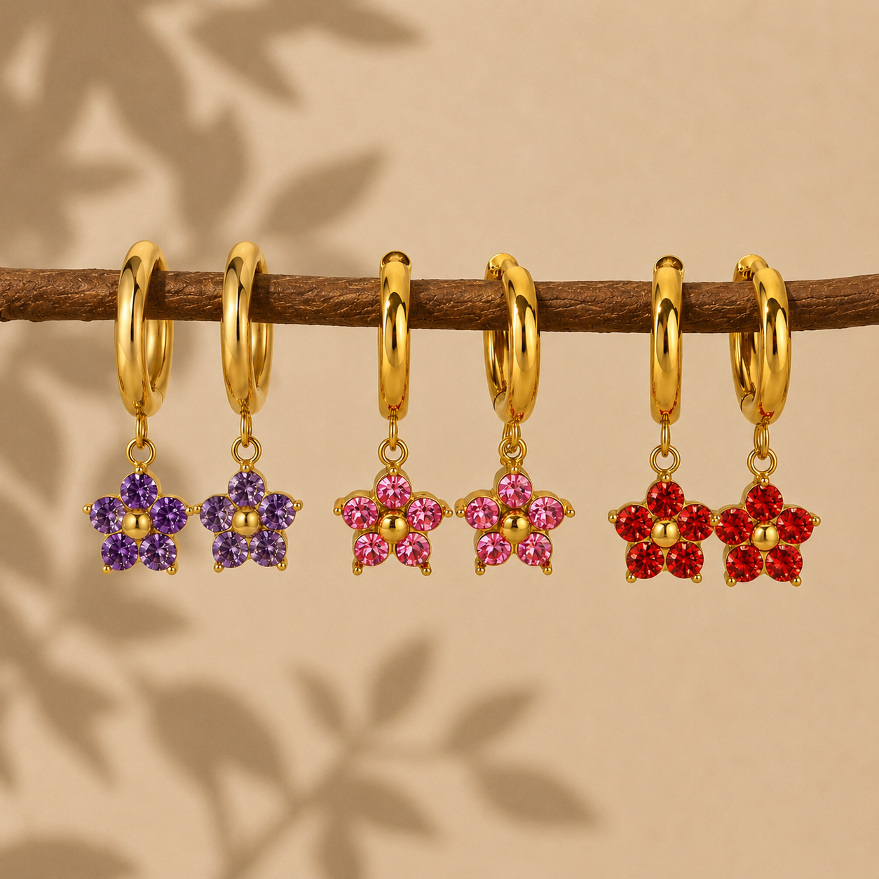 Crystal Flower Earrings (6 colours available)