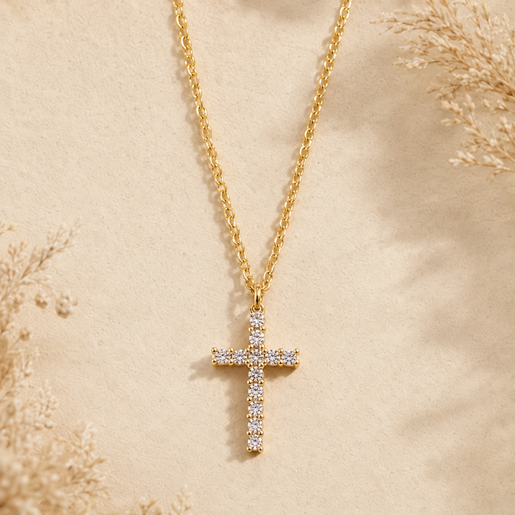 Dainty Zirconia Crucifix Necklace