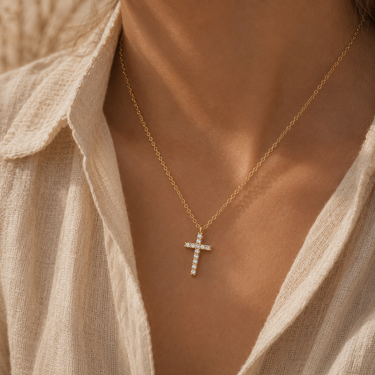 Dainty Zirconia Crucifix Necklace