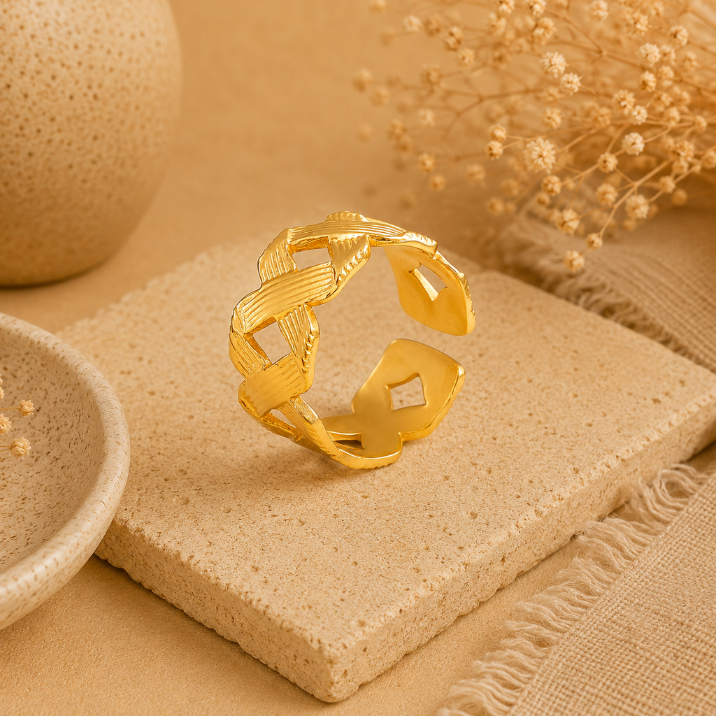 Golden Braided Open Ring