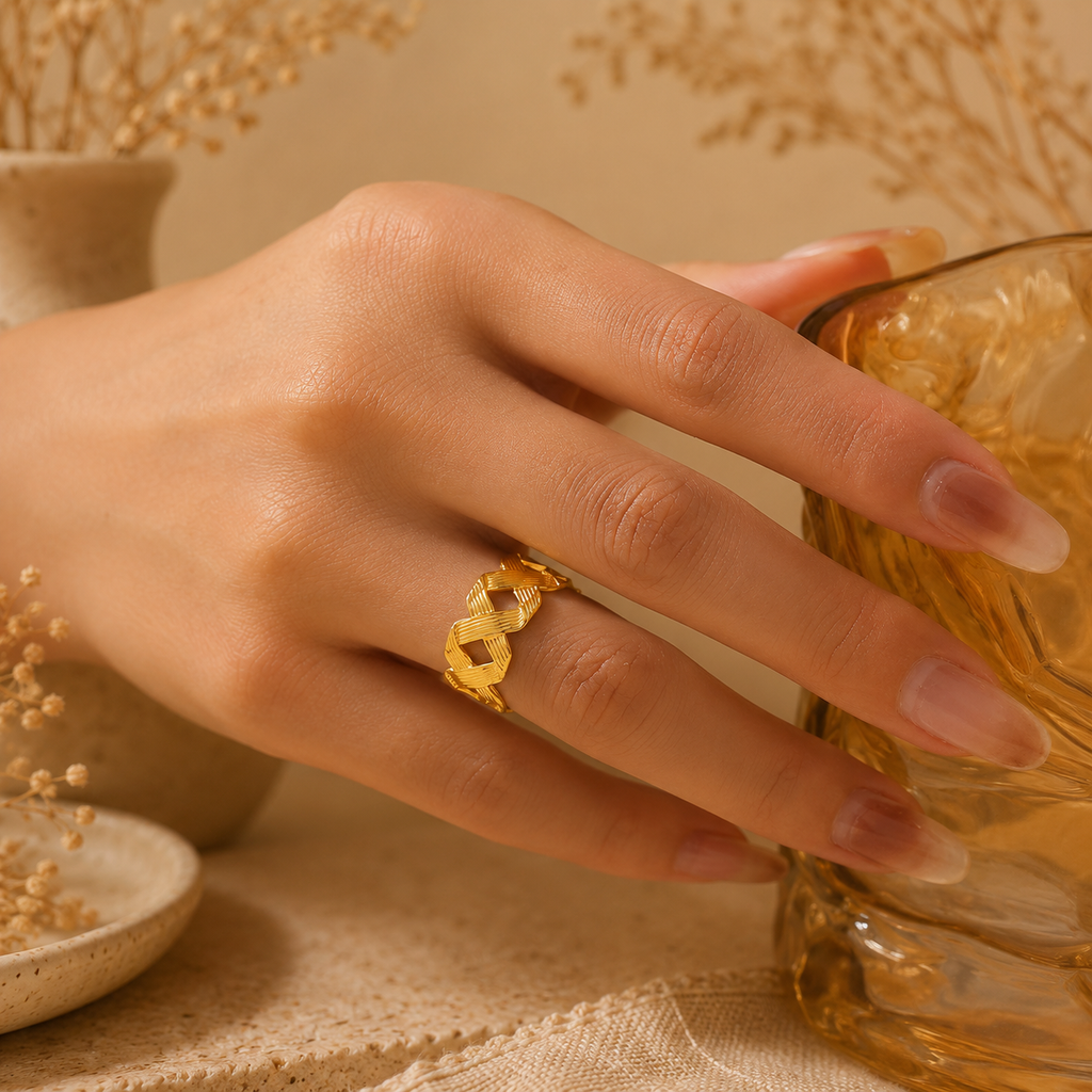 Golden Braided Open Ring