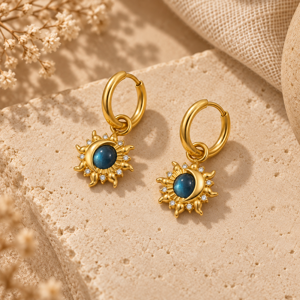 Green Sun & Moon Hoops