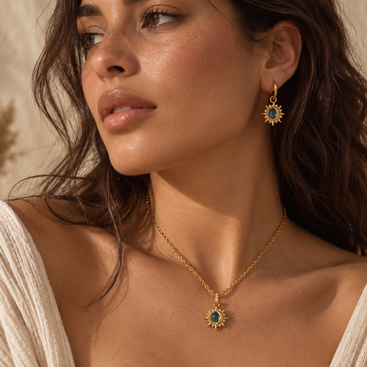 Green Sun & Moon Hoops