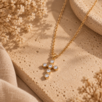 Mini Zirconia Crucifix Necklace