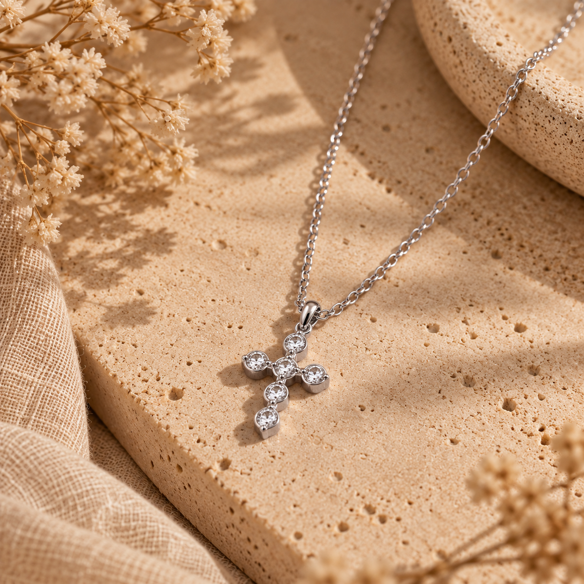 Mini Zirconia Crucifix Necklace