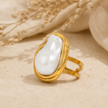 Oversize Pearl Adjustable Ring