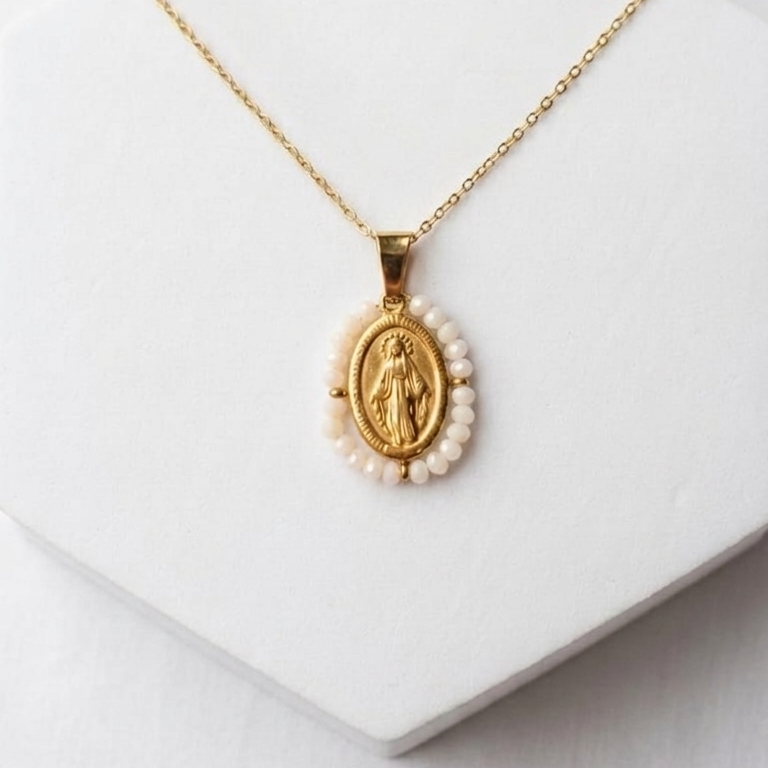 Beaded Miracle Medal Necklace