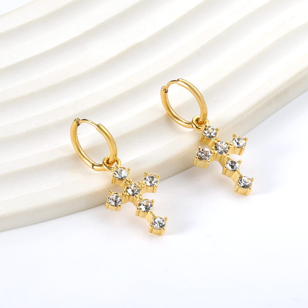 Crystal Crucifix Earrings