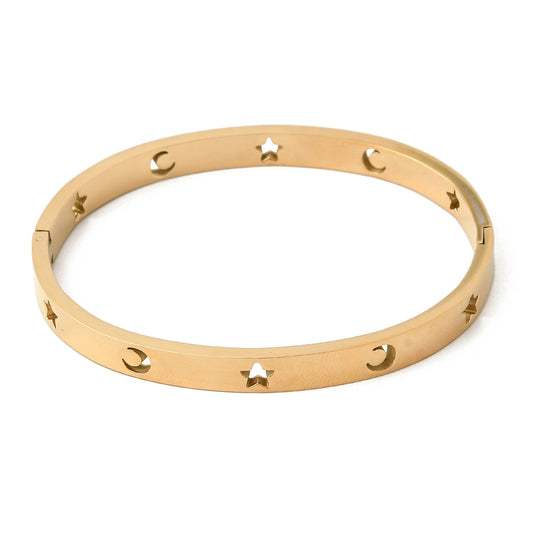 Star & Moon Pierced Bangle