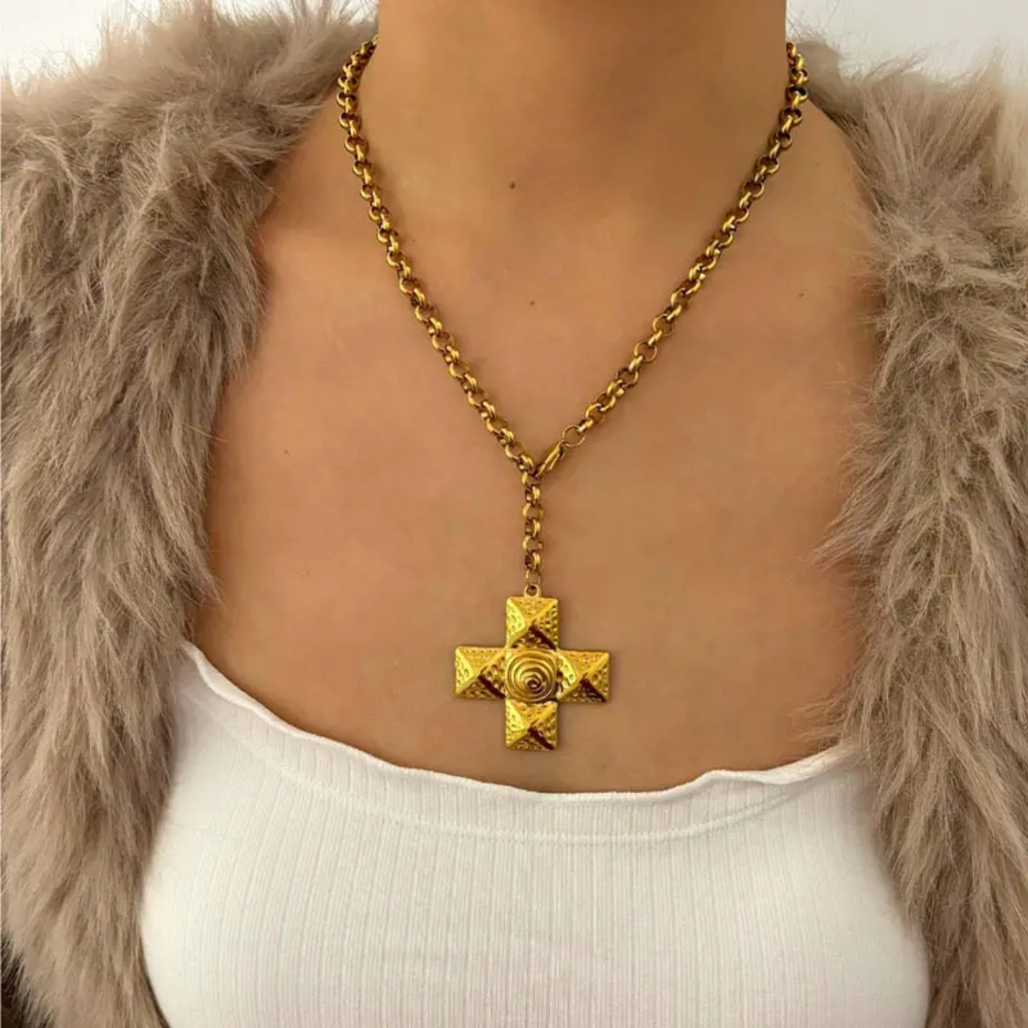 Vintage Statement Cross Necklace