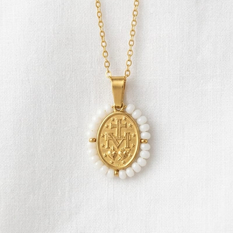 Beaded Miracle Medal Necklace
