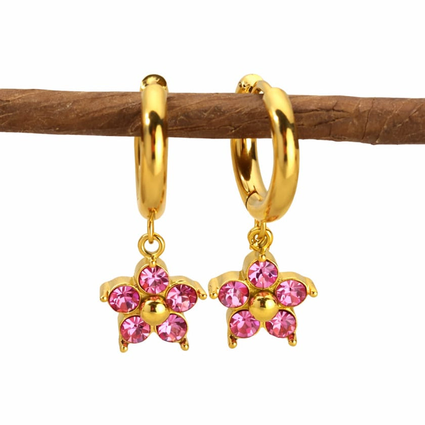 Crystal Flower Earrings (6 colours available)