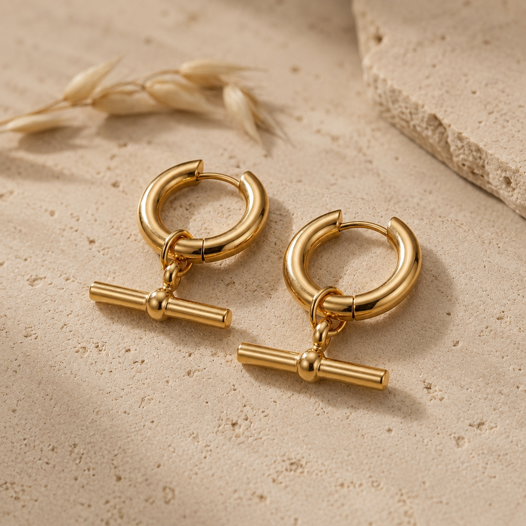 T Bar Hoop Earrings