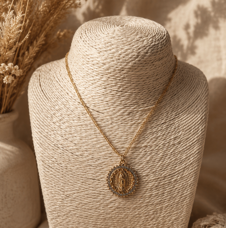 Crystal Virgin Mary Necklace