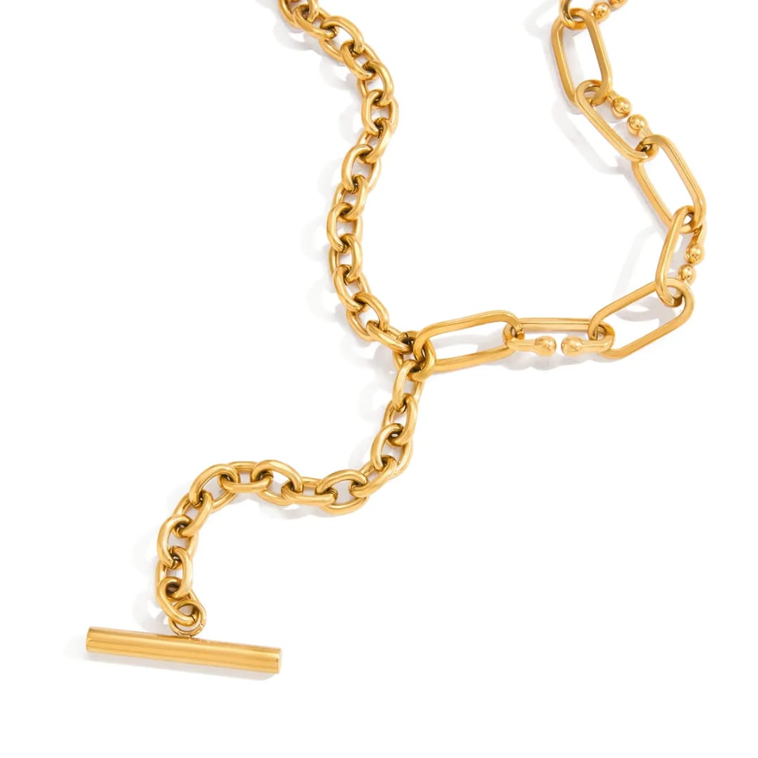 Mixed Chain T Bar Necklace