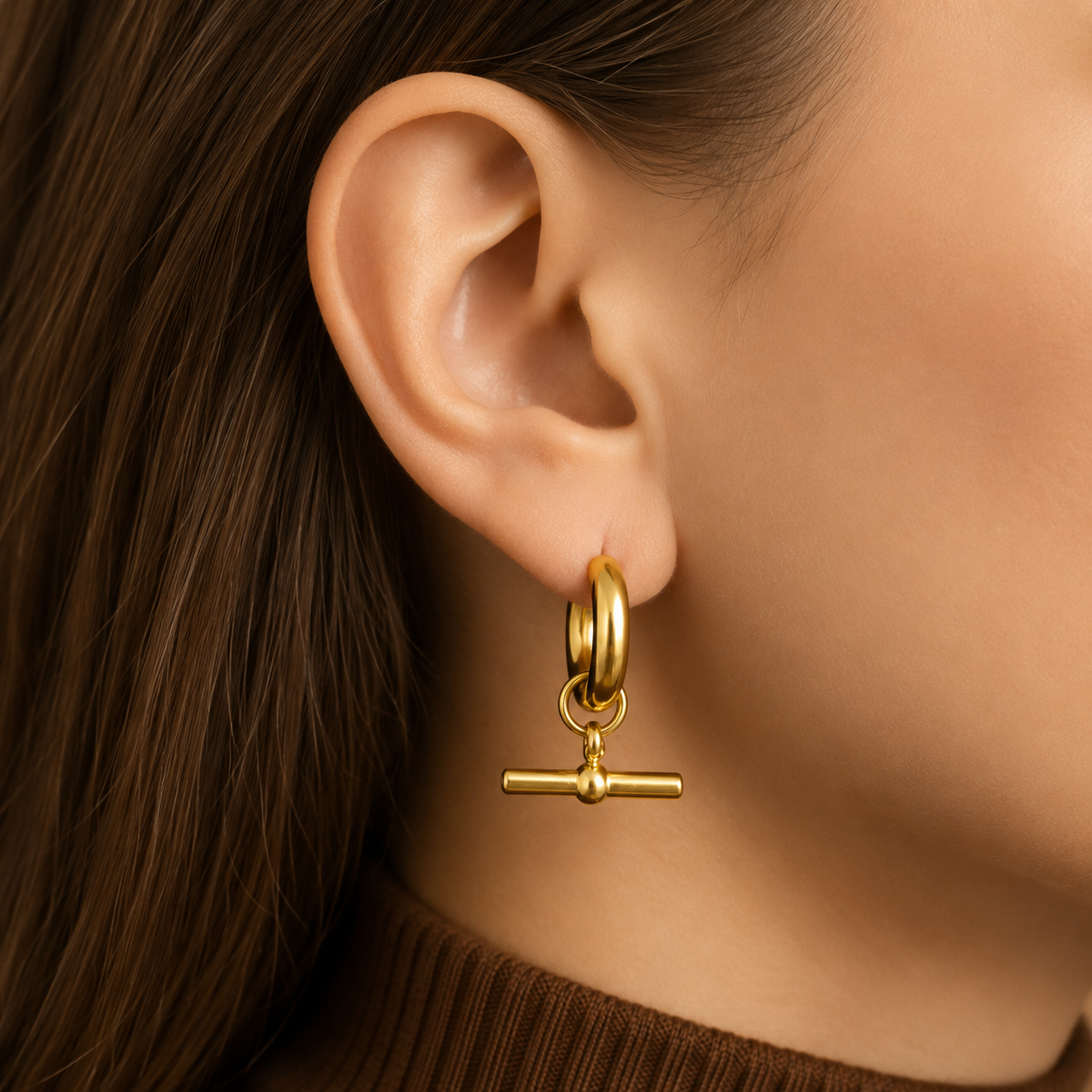 T Bar Hoop Earrings